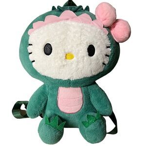 Plush hello kitty dress as dinosaur backpack purse
